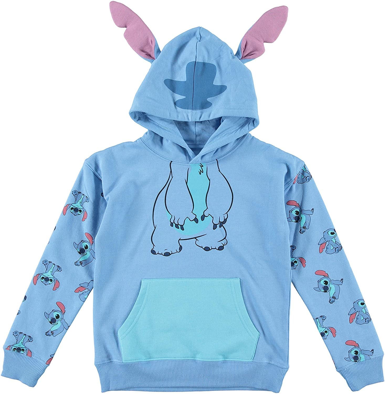 Disney Parks Stitch Costume Zip Hoodie Jacket W/ Ears Blue Fleece Youth & Adult 