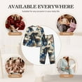 thumbnail image 7 of Honeii Exotic Blue Cat print Women's Pajama Sets Long Sleeve Button Down Sleepwear Nightwear Soft Pjs Lounge Sets-Medium, 7 of 7
