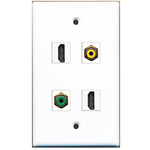 RiteAV - 2 Port HDMI 1 Port RCA Yellow 1 Port RCA Green Wall Plate