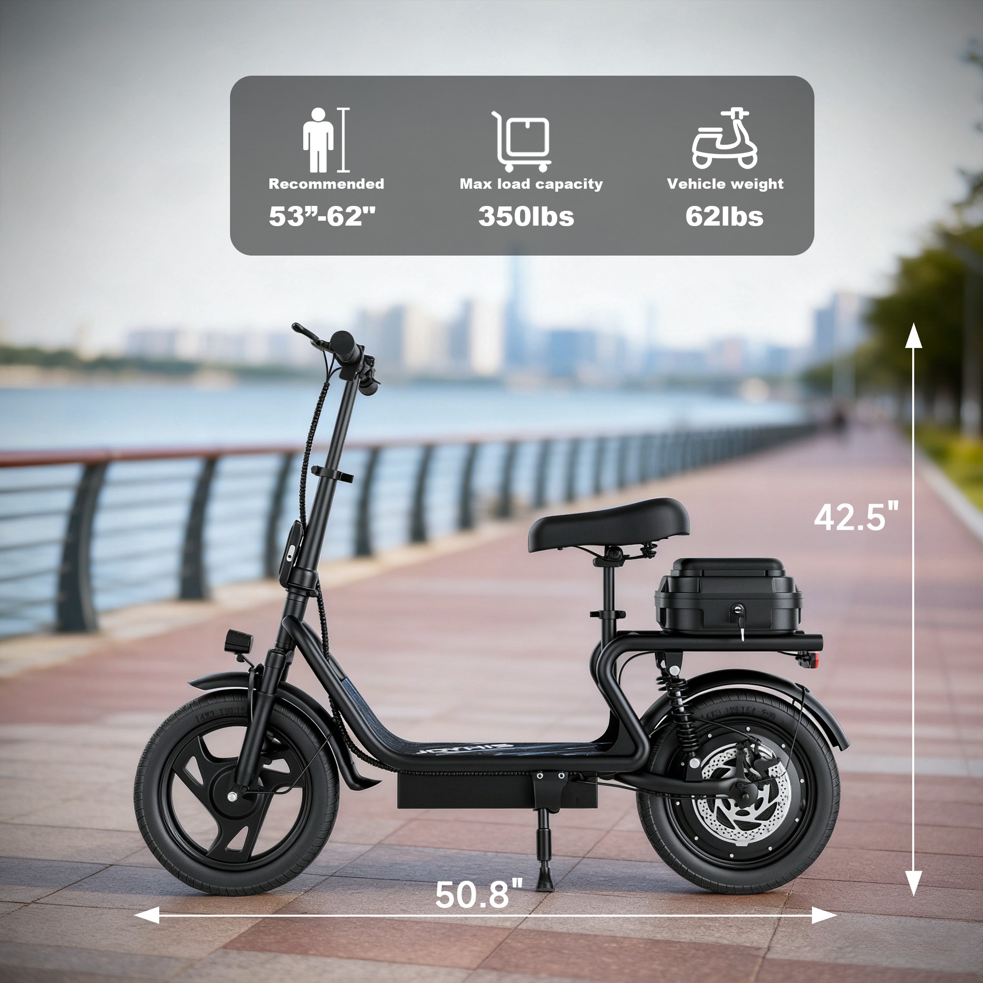 High-Performance Electric Scooter for Adults with Seat, 22MPH Top Speed, 48V 22.5Ah Long-Range Battery, Up to 55 Miles, Dual Suspension, Foldable Design & Cargo Basket