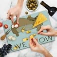 thumbnail image 4 of Sloth Cutting Board, Relaxed Happy Animal Lying and Eating Character Live Slow Phrase, Decorative Tempered Glass Cutting and Serving Board, Large Size, Pale Brown, by Ambesonne, 4 of 5