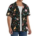 thumbnail image 4 of Vsdgher Cute Rabbit And Flower Print Men's Wrinkle Free Untucked Cuban Shirt Business Casual Button Down Shirts Short Sleeve Shirt, 4 of 7