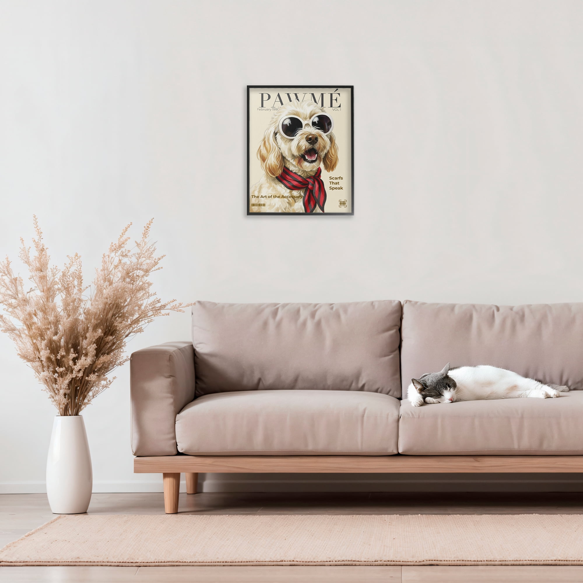 Stupell Industries Pawme Dog Fashion Magazine Black Framed Giclee Art, design by A Barefoot Stylist