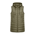 thumbnail image 6 of Long Puffer Vest Women with hood plus size Padded Coat Lightweight Sleeveless Full Zip Up Packable Down Vest with Pockets Quilted for Fall Winter,S-3XL, 6 of 7