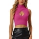 thumbnail image 1 of Suéter Corto sin Mangas con Cuello Mock para Mujer Rosa caliente S, 1 of 5