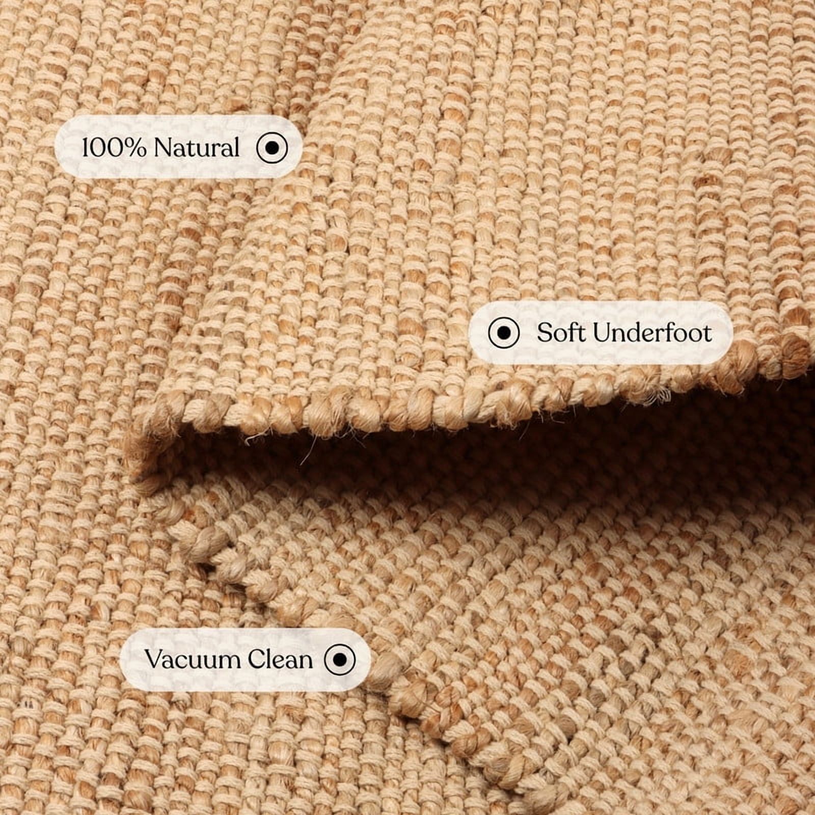 Delara Handwoven Jute and Cotton Area Rug – Natural Rug, Farmhouse Accent Rug for Living Room, Bedroom, or Entryway – Sustainable, Flatweave, Natural , 4' X 6'