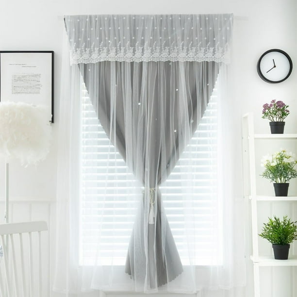Cortinas transparentes bordadas | Panel de poliéster de malla fantasma opaco que filtra la luz | Mosquitera para ventana de 99 x 289 cm | Tela de voile suave y transpirable | Cortinas de privacidad