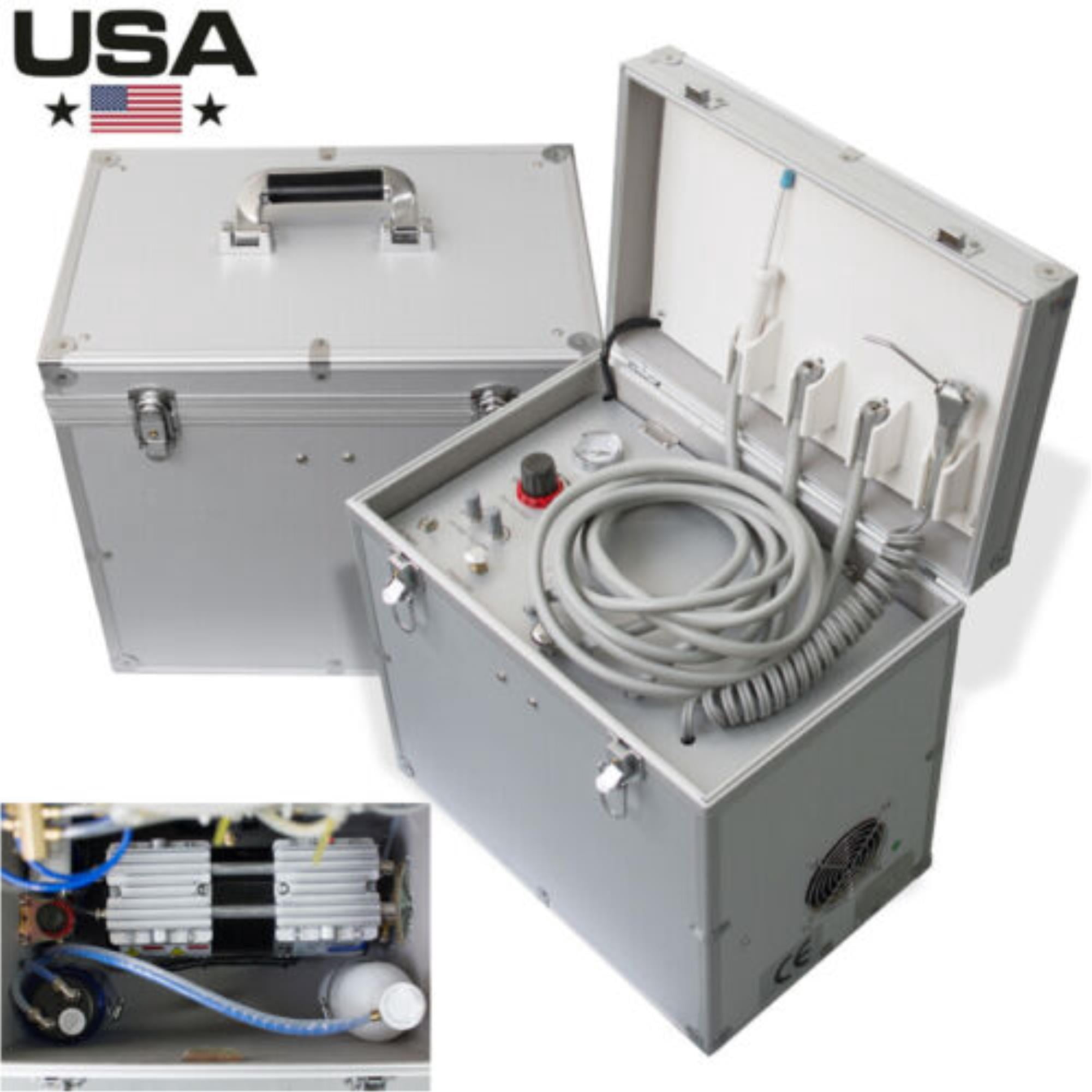 Efficient and Portable Dental Care System with Air Compressor, Turbine, Suction, and 4 Hole  in a Convenient Carry Case