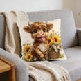 thumbnail image 3 of Bomd Highland Cow Decorative Throw Pillow Covers , Decorative Floral Farm Animal Design, Modern Square Home Decorative Pillowcases Cushion Cases for Sofa Bed Chair, 17.7x17.7 Inch, 3 of 6