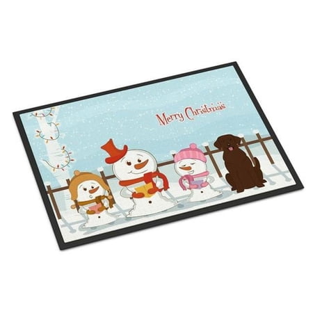 Merry Christmas Carolers Chocolate Labrador Door Mat