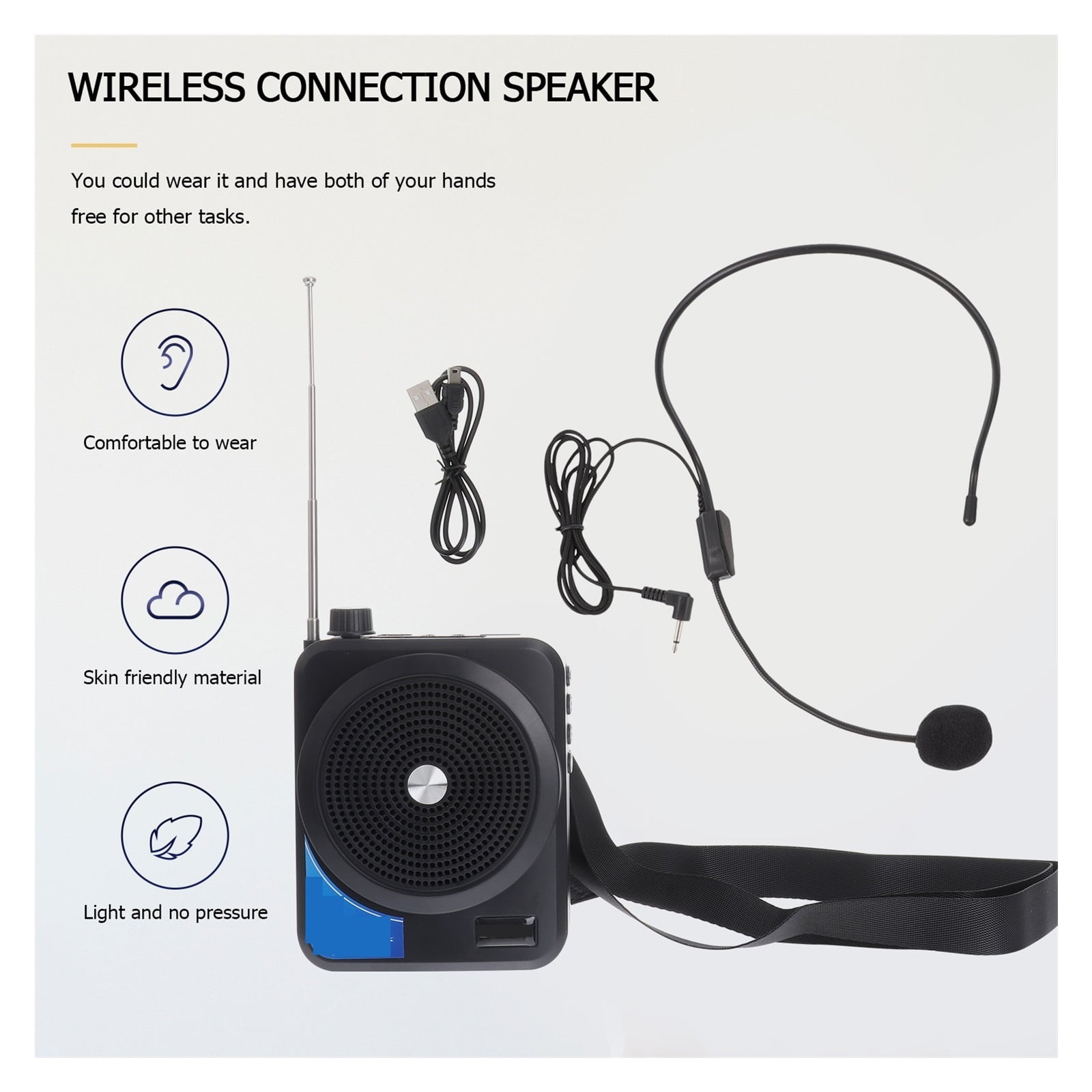 Portable Voice Amplifier Megaphone Mini Audio Speaker With Microphone Rechargeable Ultralight Loudspeaker For Teachers ,Easy to Operate