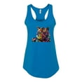thumbnail image 2 of Wild Bobby, Colorful Rainbow Tiger Animal Lover Ladies Racerback Tank Top, Turquoise, Large, 2 of 3