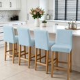thumbnail image 3 of Sky Blue Thin Lines Bar Stool Covers - Stretch Dining Chair Covers Set of 4, Modern Striped Minimalist Bar Chair Cover Removable Counter Stool Pub Chairs Slipcovers Protectors for Kitchen/Cafe, 3 of 9
