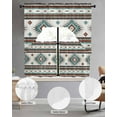 thumbnail image 3 of Turquoise Brown Kitchen Curtains Sets 24 Inch Length with Valance, Southwestern Stripe Western Rustic Aztec Swag Valances and Tiers Curtain Set Drapes Swag Curtains for Living Room, Bathroom, Bedroom, 3 of 6