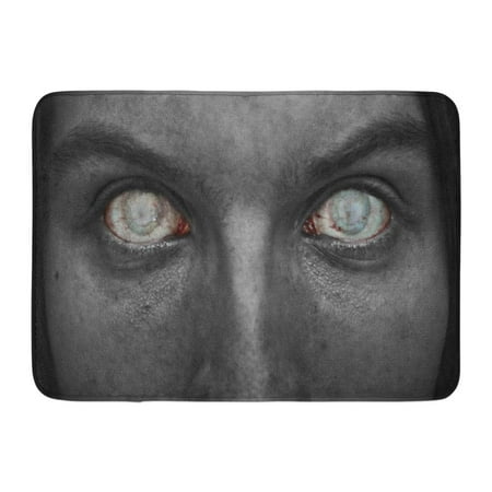 GODPOK Gray Horror White Zombie Macabre Face with Blind Eyes Black Scary Dark Rug Doormat Bath Mat 23.6x15.7 inch
