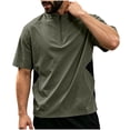 thumbnail image 2 of Wovilon Men's Quarter-Zip Short Sleeve Athletic Shirt with Side Color Block Panels, Lightweight Stand Collar Moisture-Wicking Performance Wear for Summer Gym and Outdoor Workouts, 2 of 7