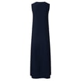 thumbnail image 4 of WTXUE Robes Maxi, Robe Soleil Sans Manches Maxi à Col en V, Robe Rétro Décontractée d'Été en Mélange de Coton Taille Rétro pour Femmes, Bleu Taille TG, 4 of 9