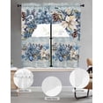 thumbnail image 2 of Blue Poinsettia Christmas Swag Curtains for Living Room/Bedroom Windows, Xmas Botanical Balls Snowflake Vintage Kitchen Curtains and Valances Set 36 Inch Length, Swags Valance Curtain Panels, 2 of 5