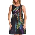 thumbnail image 1 of Balery Dragon with Colorful Tail Vestidos de verano para mujer con estampado: vestido holgado sin mangas, vestido playero informal y cómodo para días calurosos., 1 of 7