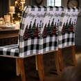 thumbnail image 5 of 6 Pcs Christmas Dining Chair Covers Buffalo Plaid Trees Chair Covers Stretch Removable Washable Chair Slipcover for Christmas Holiday Party Dining Room Kitchen Home Decor (Black and White), 5 of 6
