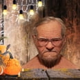 thumbnail image 5 of Peluca de abuelo de Halloween, máscara de anciano, cubierta para la cabeza, máscara de horror de cabeza de anciano calvo, 5 of 5