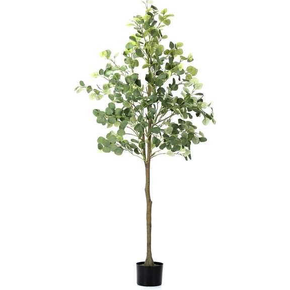 6-foot artificial eucalyptus tree, tall artificial plant, indoor potted artificial eucalyptus silk plant, large tropical artificial plant, suitable for bedroom, office, living room, and outdoor decor
