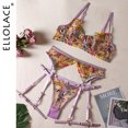 thumbnail image 3 of Ellolace-Lencería Sensual de encaje, bordado transparente, ligas de 3 piezas, hermosos y elegantes kits cortos para el cuidado de la piel, íntimos, 3 of 5