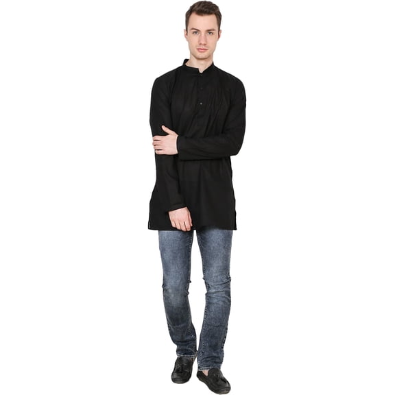 Royal Kurta Mens Full Sleeve Black Cotton Kurta