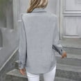 thumbnail image 6 of vigerkar Women's Button Down Regular Lapel Shirt Long-Sleeved Lapel Business Casual Blouse Top Grey, XXL, 6 of 6