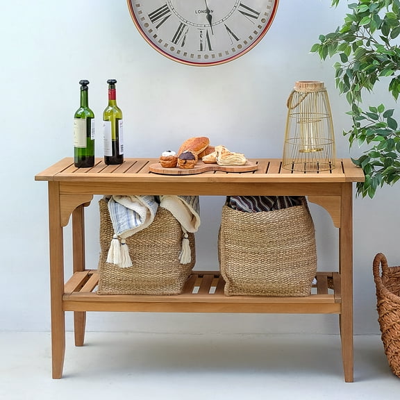 Cambridge Casual Caterina Teak Wood Outdoor Console Table, Natural