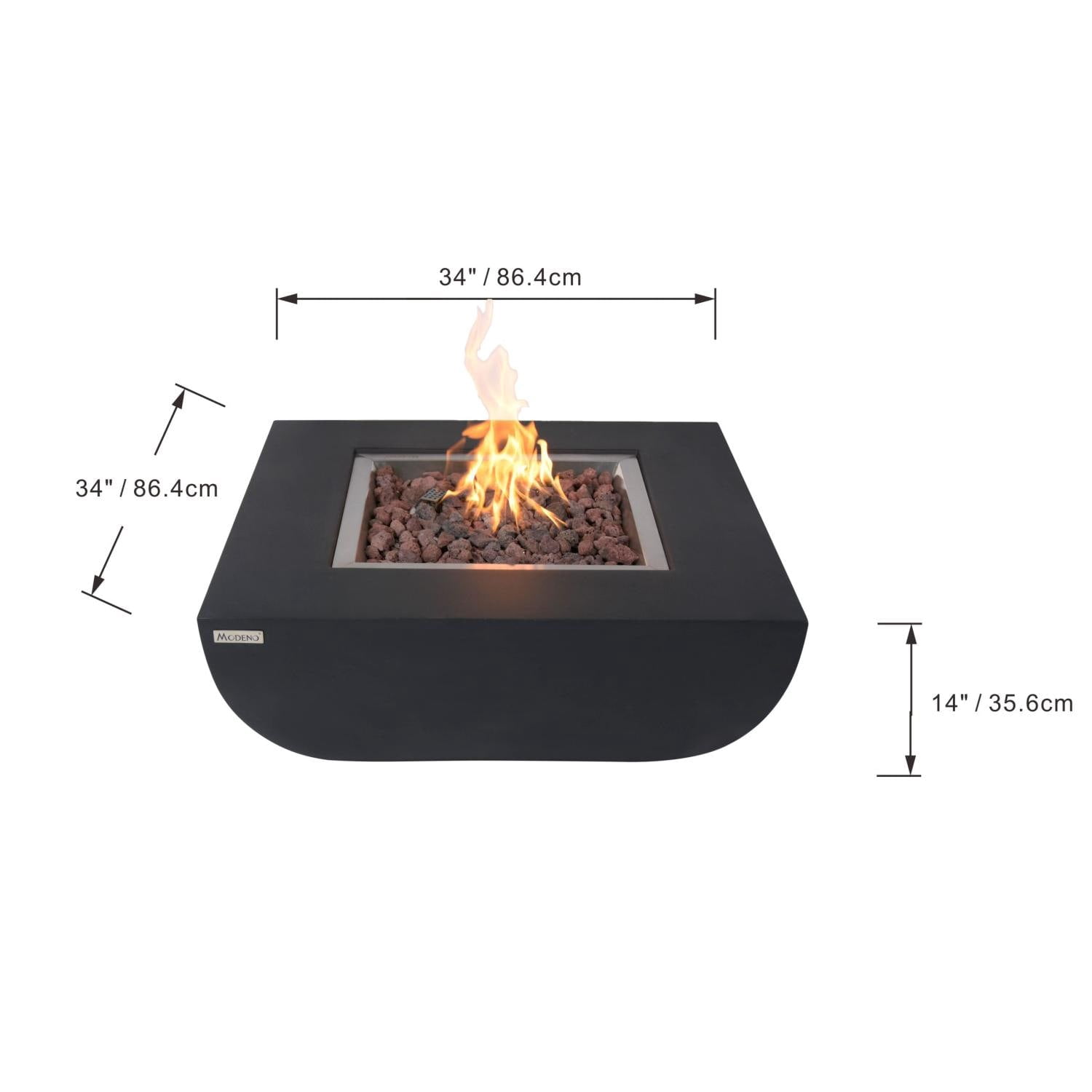 Dockview 34 Inch Square Concrete Natural Gas Fire Pit Table in Black By Lakeview Outdoor Designs