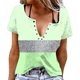 thumbnail image 3 of TaTaai Women's Casual V-Neck T-Shirt Soft Cotton Relaxed Fit Short Sleeve Button Placket All-over Random Print Spring Summer Daily Wear Fashion Lightweight Ladies Top Gift, 3 of 6