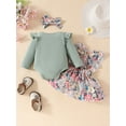 thumbnail image 3 of Baby Girl Fall Outfits Newborn Infant 3Pcs Set Romper Suspender Dress Skirt with Headband Suit, 3 of 9