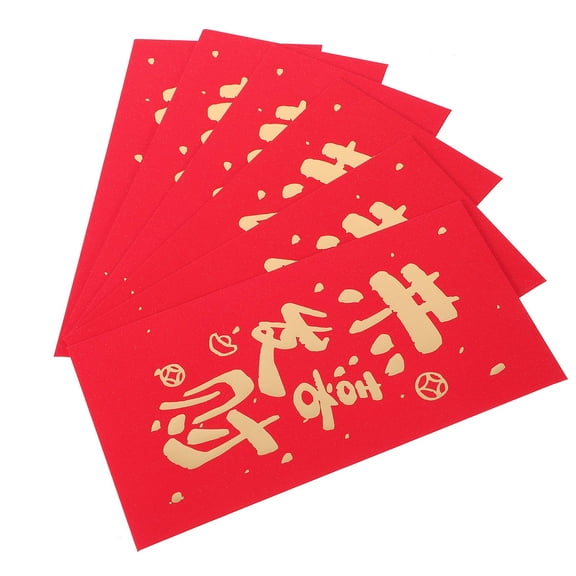 KONTONTY Red Envelopes Paper Chinese Style 6Pcs 6.6X3.5In