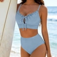 thumbnail image 6 of Gamivast Swimsuits for Women Bikini Sets 2 Pieces Push up Ribbed Ruffle Trim Tie Front Top High Waisted Bottom Tummy Control Swimwear Beach Vacation, 6 of 7