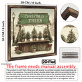 thumbnail image 3 of 1pc Vintage Rustic Christmas Trees Framed Wall Sign - 8x8 Inch Wood Plaque with Snowy Tree Ornament Design, Wood Frame for Farmhouse, Mantel, Tabletop or Holiday Decor - Easy-Hang Xmas Decoration, 3 of 9