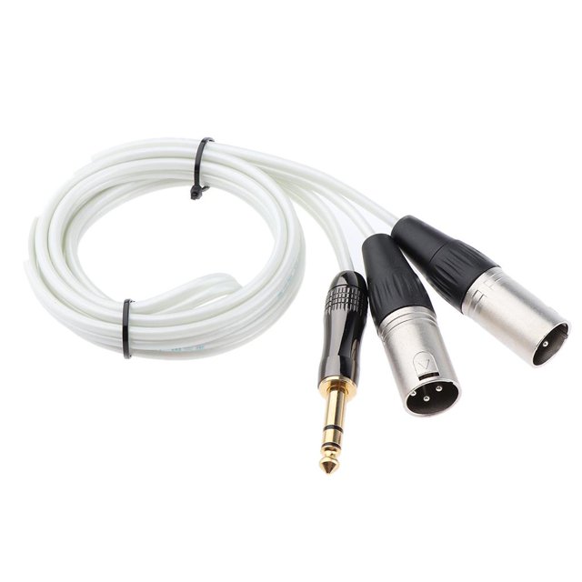 Cable Adaptador Mono 6.35mm a Dual XLR para para , Convertidor Macho a Macho para Micrófono, Blanco, 150cm Baoblaze cable de audio balanceado