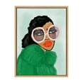 thumbnail image 3 of Kate and Laurel Sylvie Green Coat Framed Canvas Wall Art by Kendra Dandy of Bouffants and Broken Hearts, 18x24 Natural, Female Face Portrait Feminine Art for Wall, 3 of 7