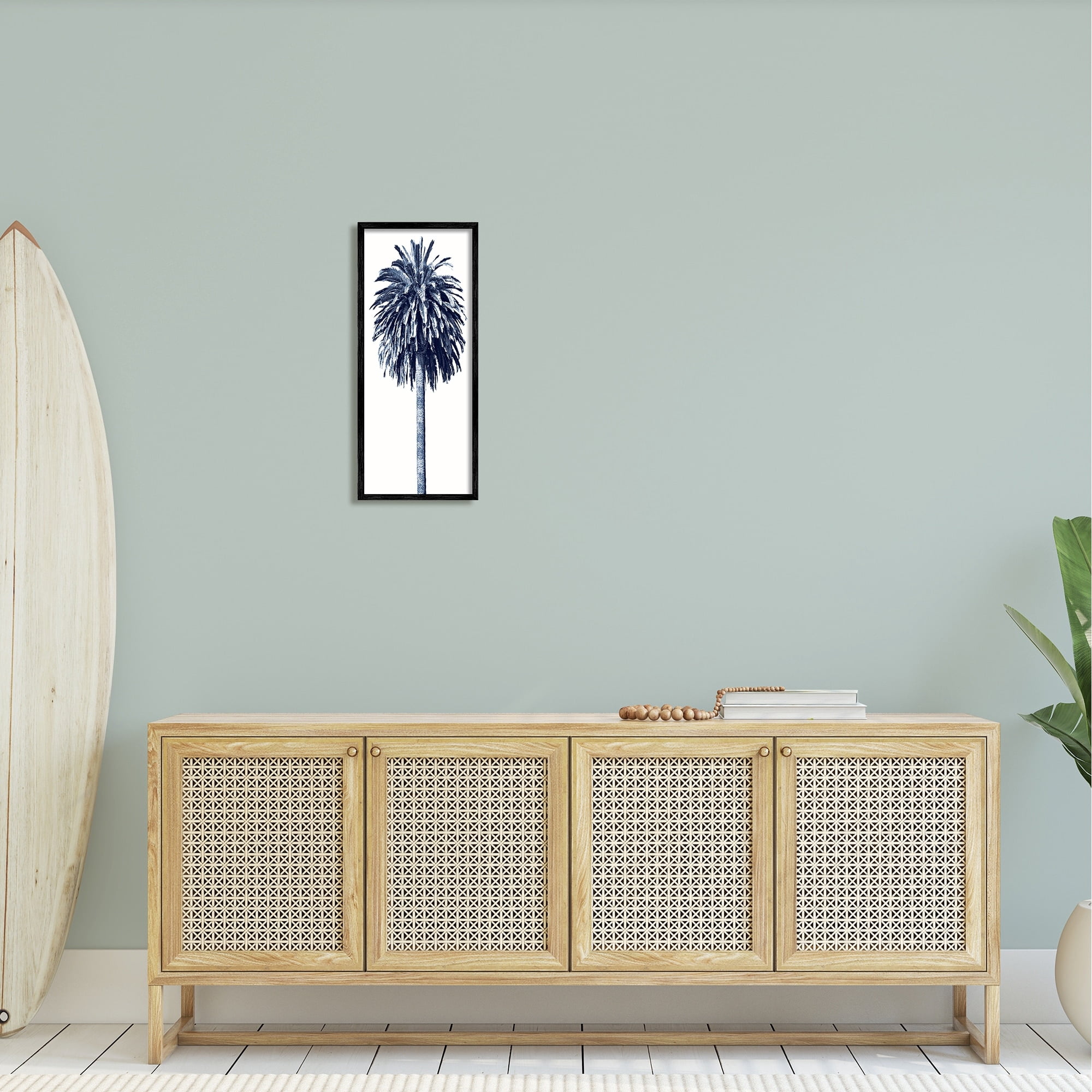 Stupell Industries Tall Tropical Palm Tree Plant Greyscale Photography Framed Wall Art, 10 x 24, Design by Devon Davis