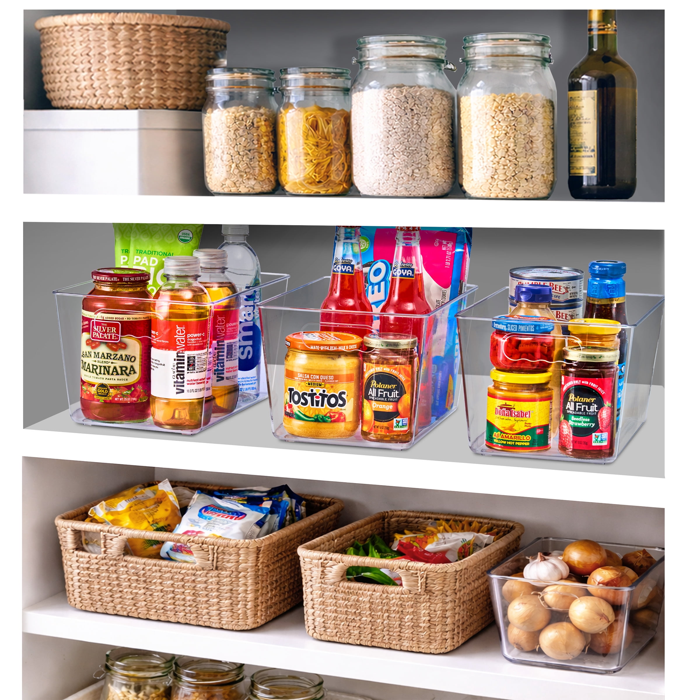 Sorbus Clear BPA-Free Storage Bins with Handles, Large Plastic Organizers, Set of 10