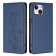 thumbnail image 2 of Leather For iPhone 15 , RFID Blocking Protection, Playful Cats Embossed Flip Wallet Leather Case With Card Holder Magnetic Closure  Phone Cases Cover,Dark blue,For iPhone 15, 2 of 7