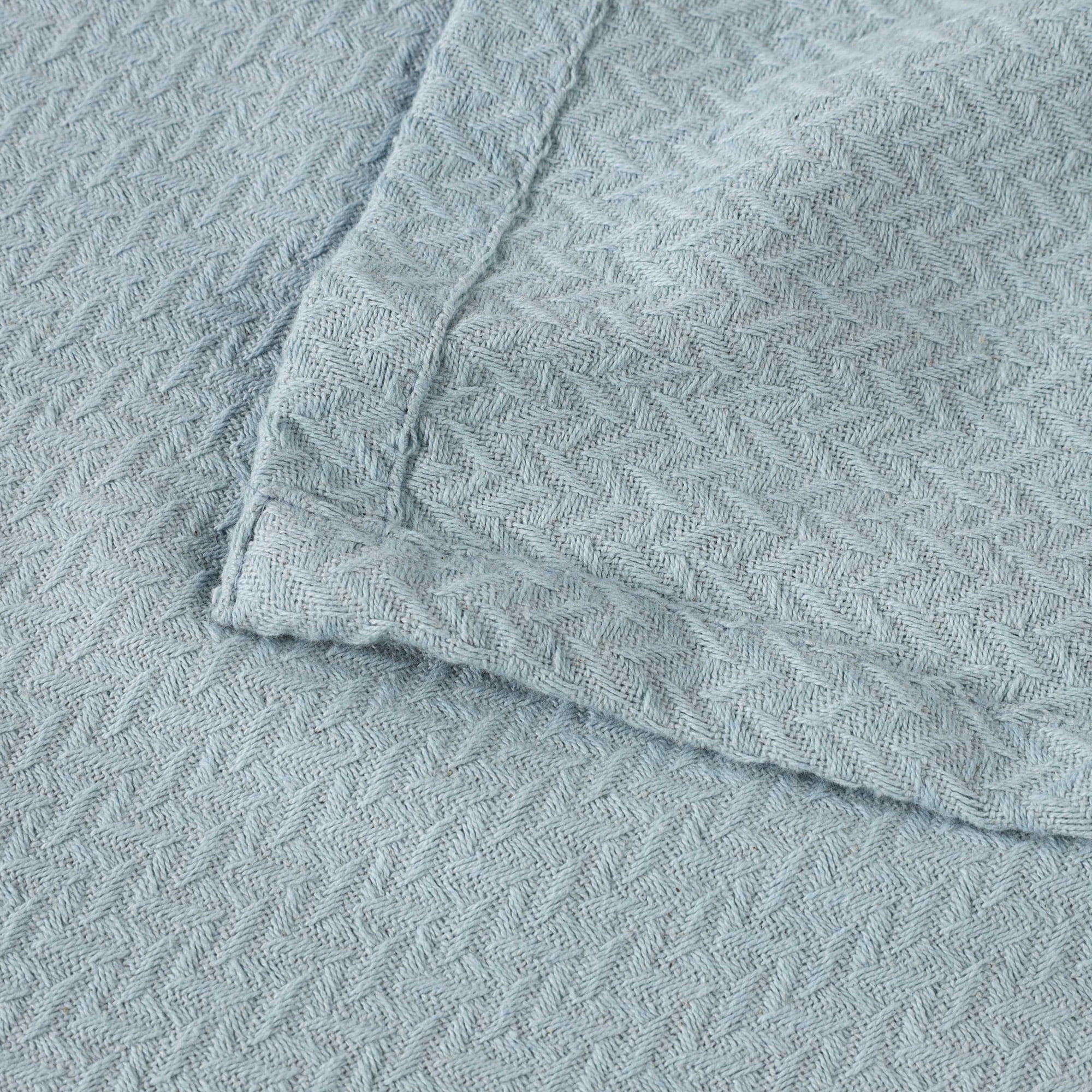 Superior Nobel Cotton Textured Chevron Woven Blanket, Twin, Light Blue