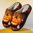 thumbnail image 6 of Jack-o'-lantern Women Men Memory Foam Fuzzy Slippers Warm Indoor Outdoor House Shoes, 6 of 9