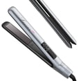 thumbnail image 1 of LANVIER Plancha de pelo Plancha 2 en 1 Plancha de pelo y rizador Nano Plata Turmalina Titanio Cerámica Plancha 15 s Calentamiento rápido Giratorio Temp Dial Smart LED Doble voltaje Peinador, 1 of 5