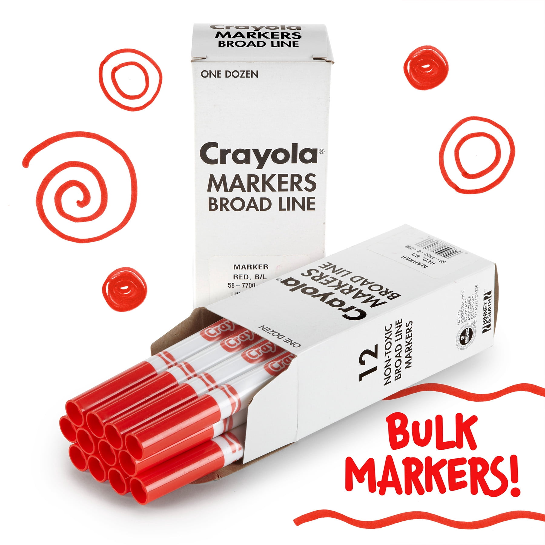Crayola Bulk Markers, Conical Tip, Red, 12 Per Pack, 3 Packs