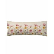Pink Yellow Flowers Body Pillow Cover 20 x 60 Inch Decorative Pillow Cover Spring BotanicaL Wild Florals Art Lumbar Pillowcase Seasonal Rectangle Cushion Case for Couch Sofa Bed Living Room