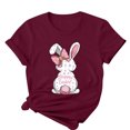 thumbnail image 5 of Camisetas de Cuello de Tripulación de Manga Corta para las Mujeres Cartas de Impresión de Pascua Camiseta de Manga Corta, Spandex de Poliéster, 5 of 5