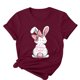 thumbnail image 2 of Camisetas de Cuello de Tripulación de Manga Corta para las Mujeres Cartas de Impresión de Pascua Camiseta de Manga Corta, Spandex de Poliéster, 2 of 5