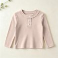 thumbnail image 7 of Lenpel Toddler Kids Girls Tops Fall Cute Solid Color Fashion Button Crew Neck Pullover Casual Long Sleeve Blouses(Pink,8-9Years), 7 of 7