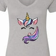 thumbnail image 4 of Inktastic Cute Colorful Galaxy Unicorn Women's V-Neck T-Shirt, 4 of 5